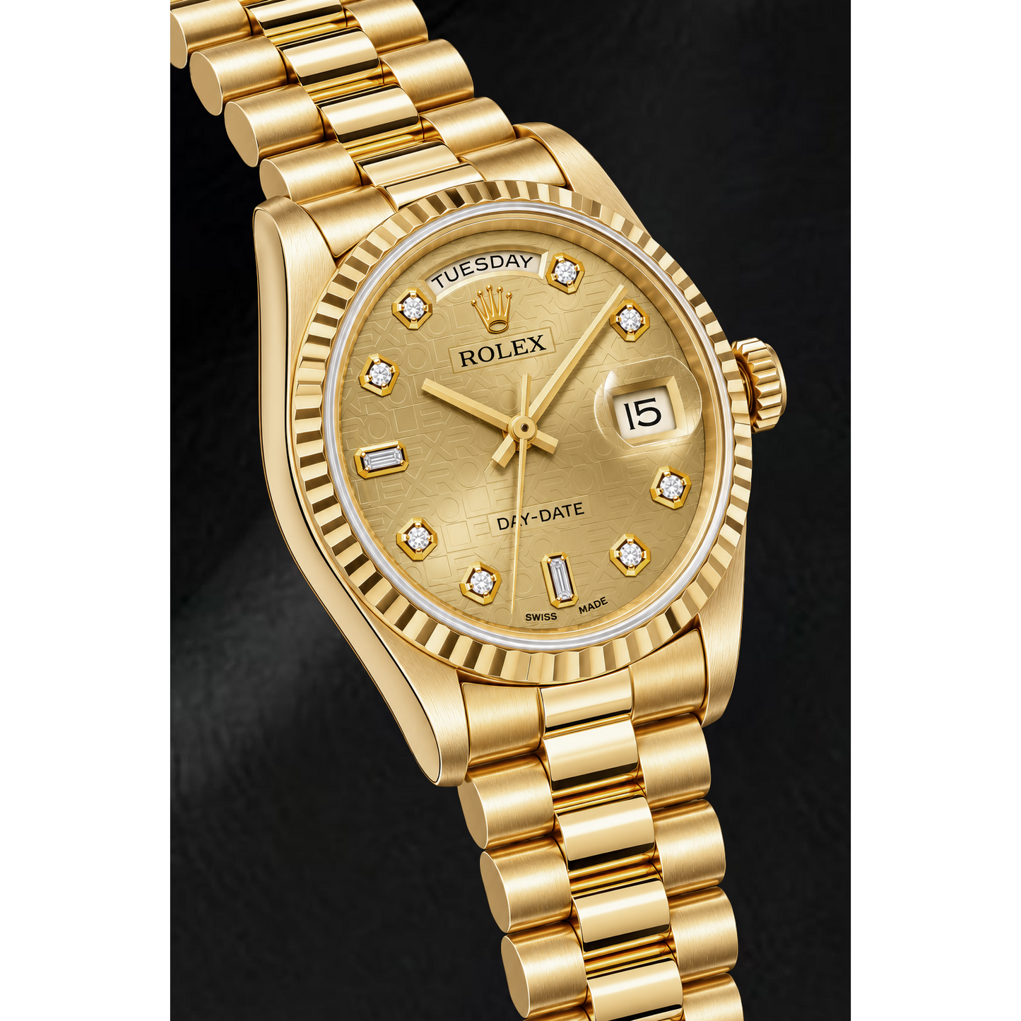 Orologio Rolex Day-Date 18238 36mm Oro Giallo Quadrante con Diamanti Champagne Jubilé
