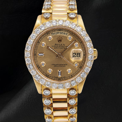 Rolex Day-Date 18038 36 mm Orologio in Oro Giallo 18 carati con Quadrante con Diamanti Champagne