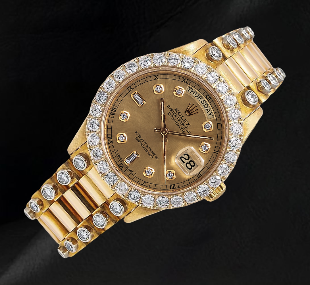 Rolex Day-Date 18038 36 mm Orologio in Oro Giallo 18 carati con Quadrante con Diamanti Champagne