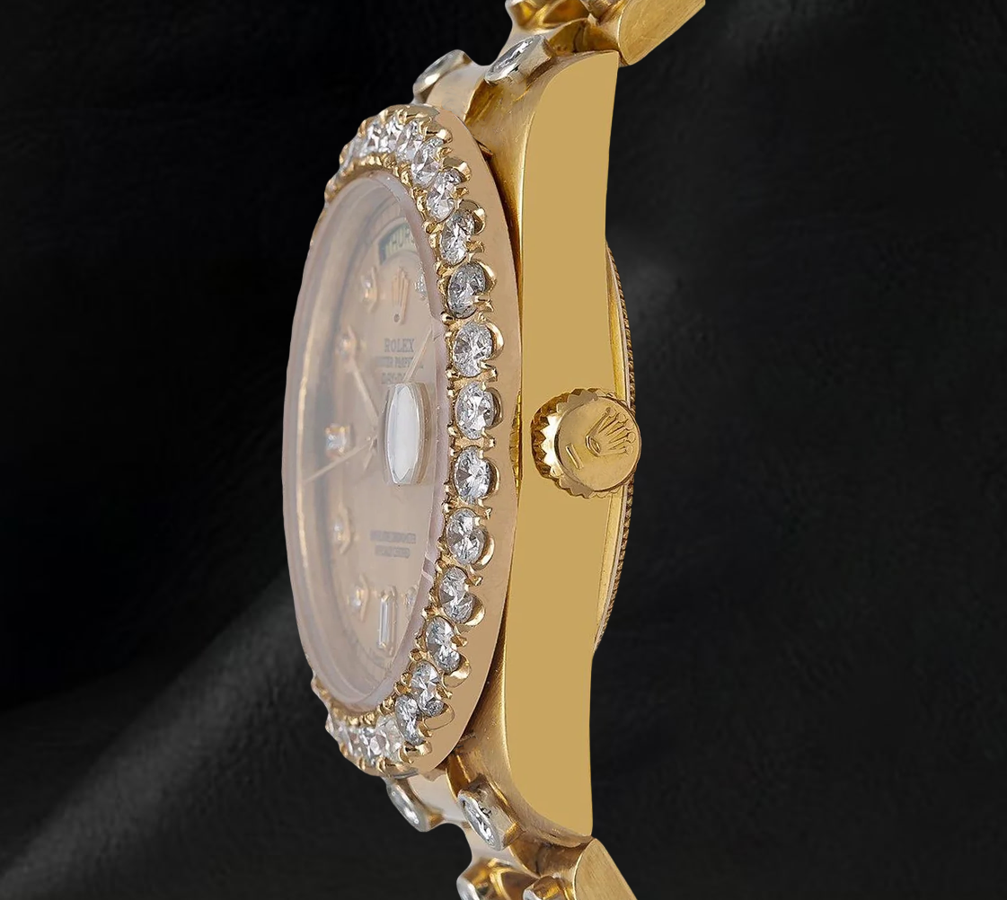 Rolex Day-Date 18038 36 mm Orologio in Oro Giallo 18 carati con Quadrante con Diamanti Champagne