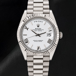 Orologio Rolex Day-Date 228239 40 mm Quadrante Bianco con Numeri Romani in Oro Bianco 18K
