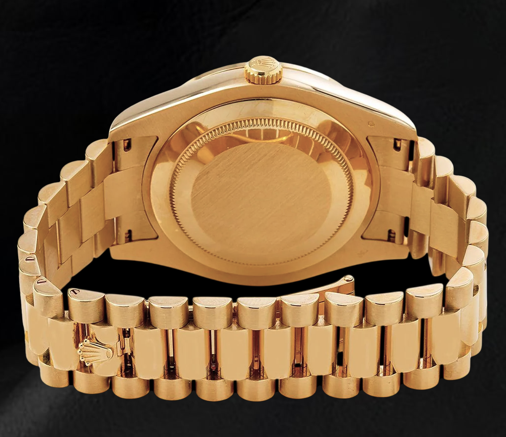 Rolex Day-Date II 218348 41 mm Orologio in Oro Giallo 18K Quadrante Champagne con Diamanti Baguette