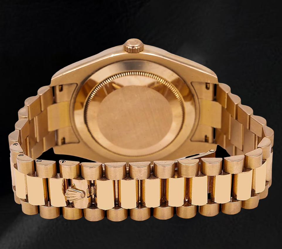 Rolex Day-Date II 41mm 218235 Orologio in Oro Rosa con Quadrante Nero con Numeri Arabi e Bracciale President