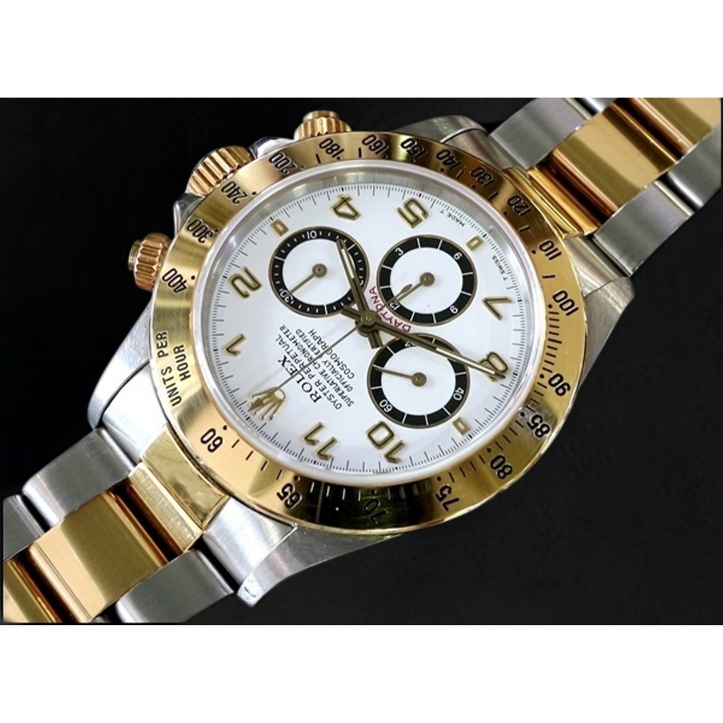 Orologio Rolex Daytona Cosmograph in Acciaio Inossidabile e Oro Giallo con Quadrante con Numeri Arabi