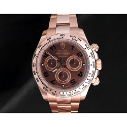 Orologio Rolex Daytona Cosmograph in Oro Rosa 18K con Quadrante Marrone Caffè e Numeri Arabi