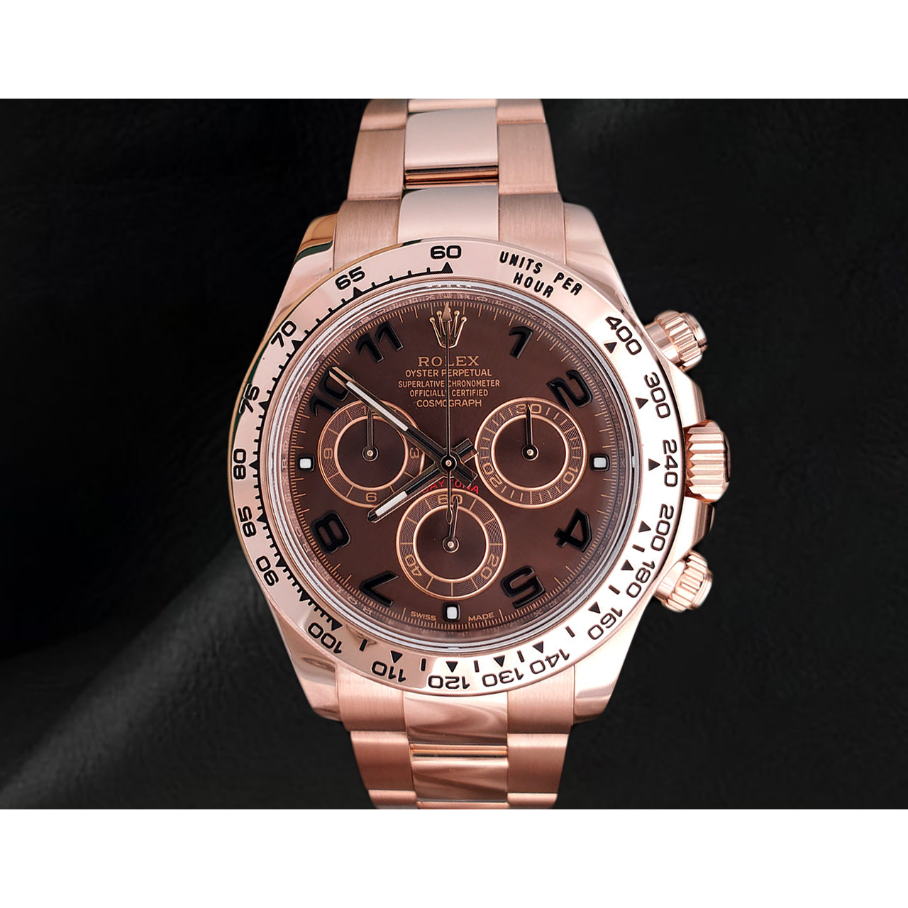 Orologio Rolex Daytona Cosmograph in Oro Rosa 18K con Quadrante Marrone Caffè e Numeri Arabi