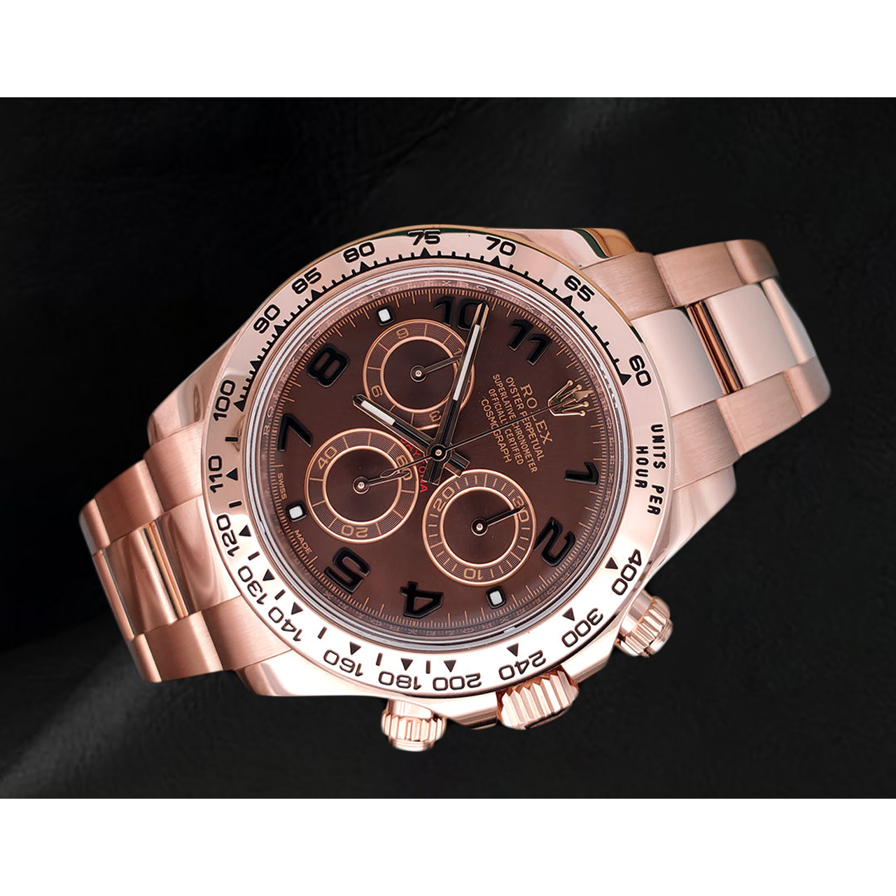 Orologio Rolex Daytona Cosmograph in Oro Rosa 18K con Quadrante Marrone Caffè e Numeri Arabi