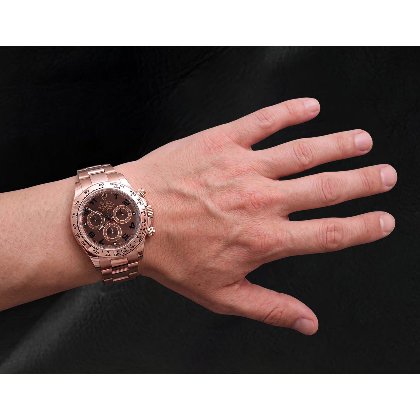 Orologio Rolex Daytona Cosmograph in Oro Rosa 18K con Quadrante Marrone Caffè e Numeri Arabi
