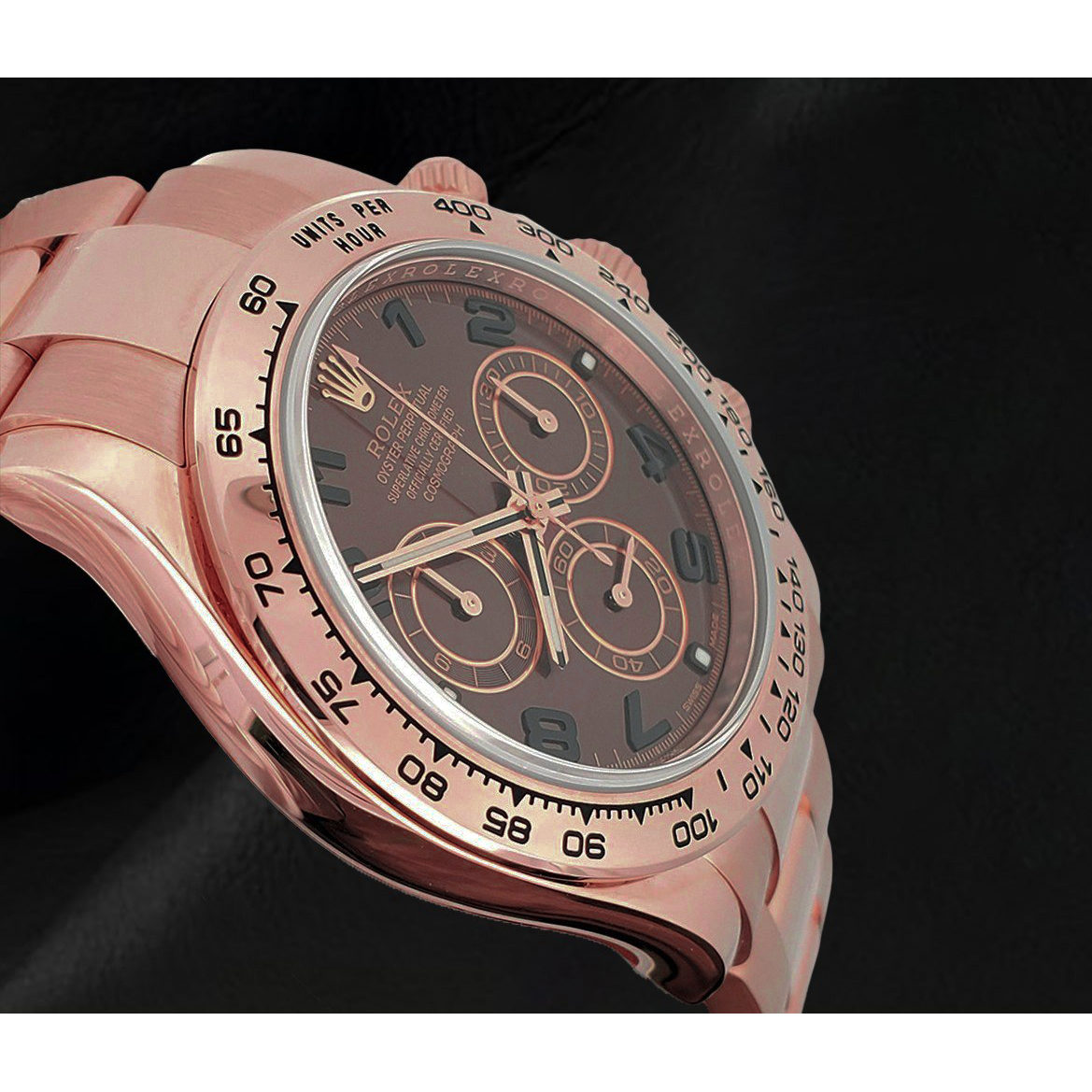 Orologio Rolex Daytona Cosmograph in Oro Rosa 18K con Quadrante Marrone Caffè e Numeri Arabi