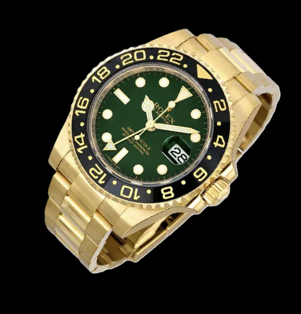 Rolex GMT-Master II 116718 40 mm Orologio in Oro Giallo con Quadrante Verde Luminescente