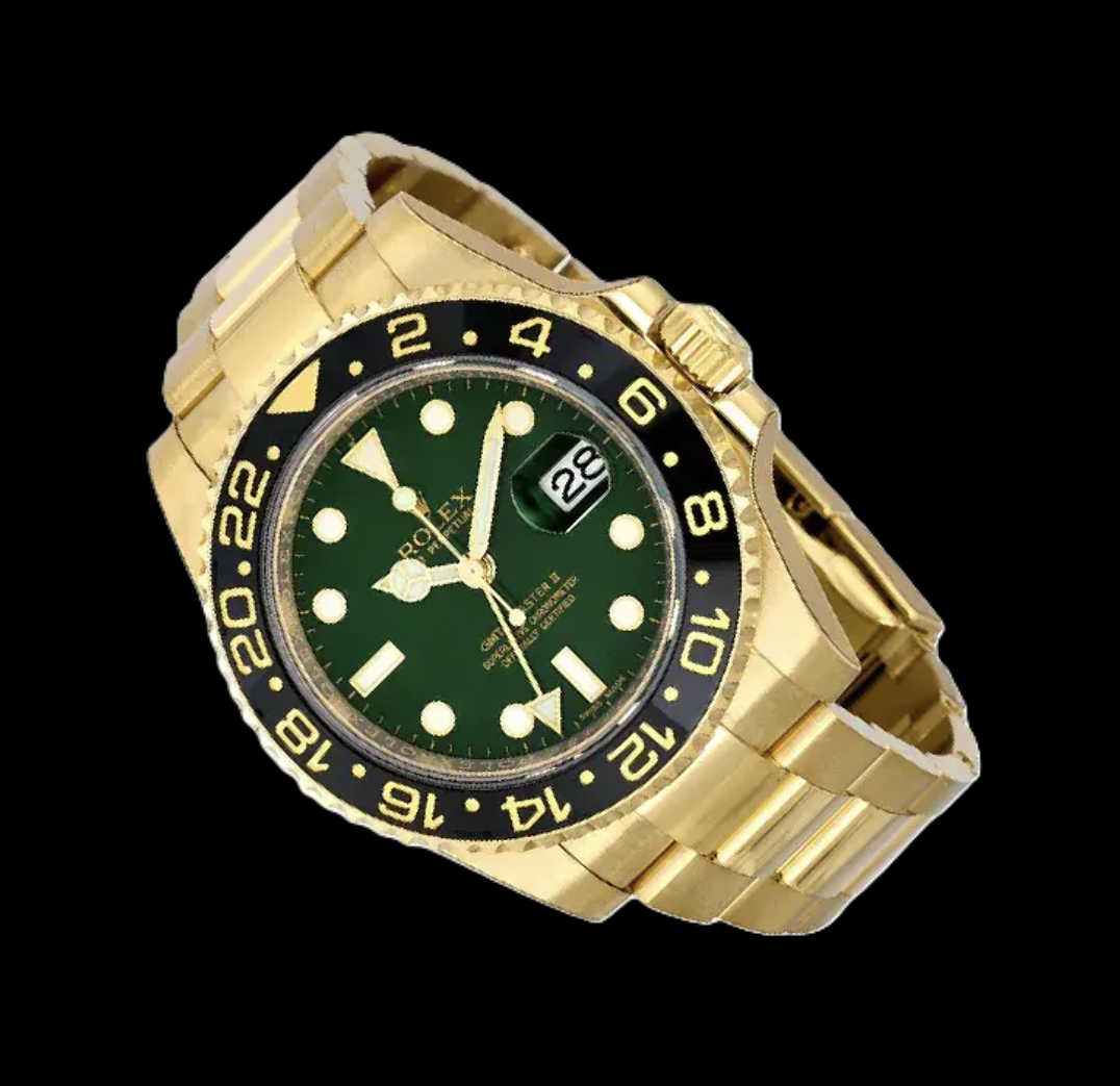Rolex GMT-Master II 116718 40 mm Orologio in Oro Giallo con Quadrante Verde Luminescente