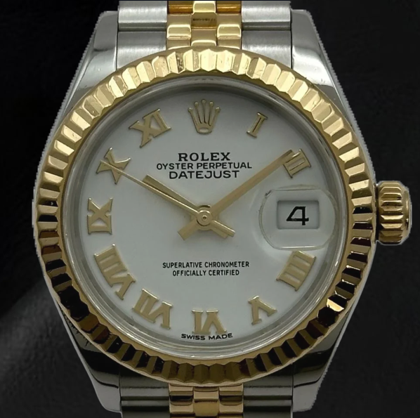 Orologio Rolex Lady-Datejust 28 mm 279173 Bicolore con Quadrante Bianco e Numeri Romani