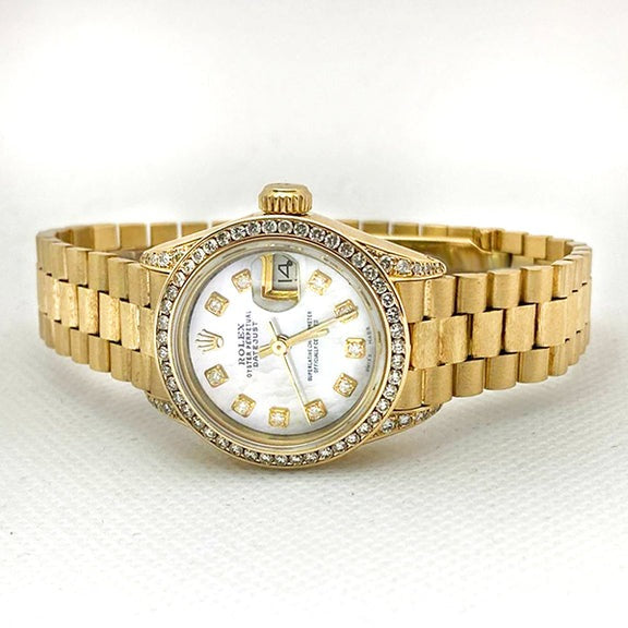 Rolex Lady Datejust President Style Madreperla Quadrante con diamanti Orologio
