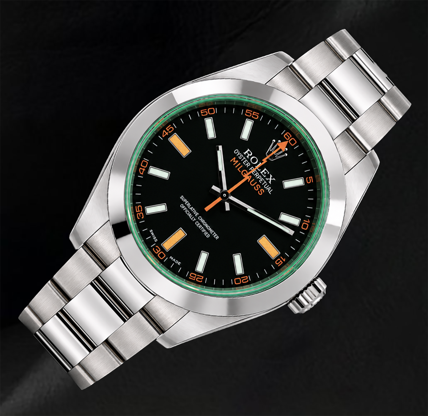 Orologio Rolex Milgauss 40mm 116400V Quadrante Nero Acciaio Inossidabile