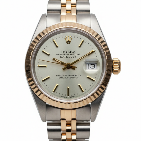 Rolex Orologio da donna in oro giallo con quadrante bianco, molto raffinato, Jubilee
