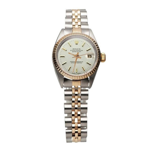 Rolex Orologio da donna in oro giallo con quadrante bianco