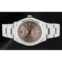 Rolex Ostrica perpetua 31 mm orologio da donna in acciaio con quadrante luminoso color salmone