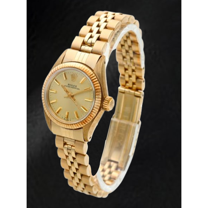 Rolex Oyster Perpetual 24 mm Orologio in oro giallo con quadrante champagne