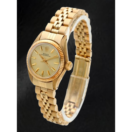 Rolex Oyster Perpetual 24 mm Orologio in oro giallo con quadrante champagne