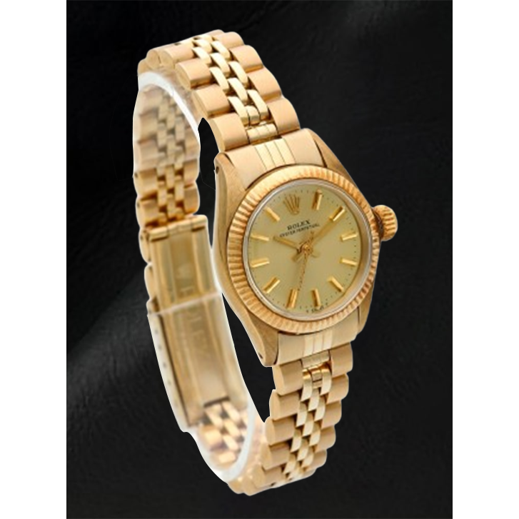 Rolex Oyster Perpetual 24 mm Orologio in oro giallo con quadrante champagne