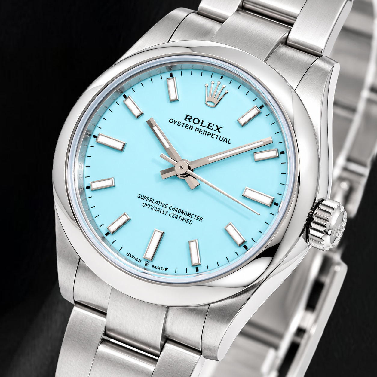Rolex Oyster Perpetual 277200 Orologio 31 mm in Acciaio Inossidabile con Quadrante Blu con Indici a Bastone