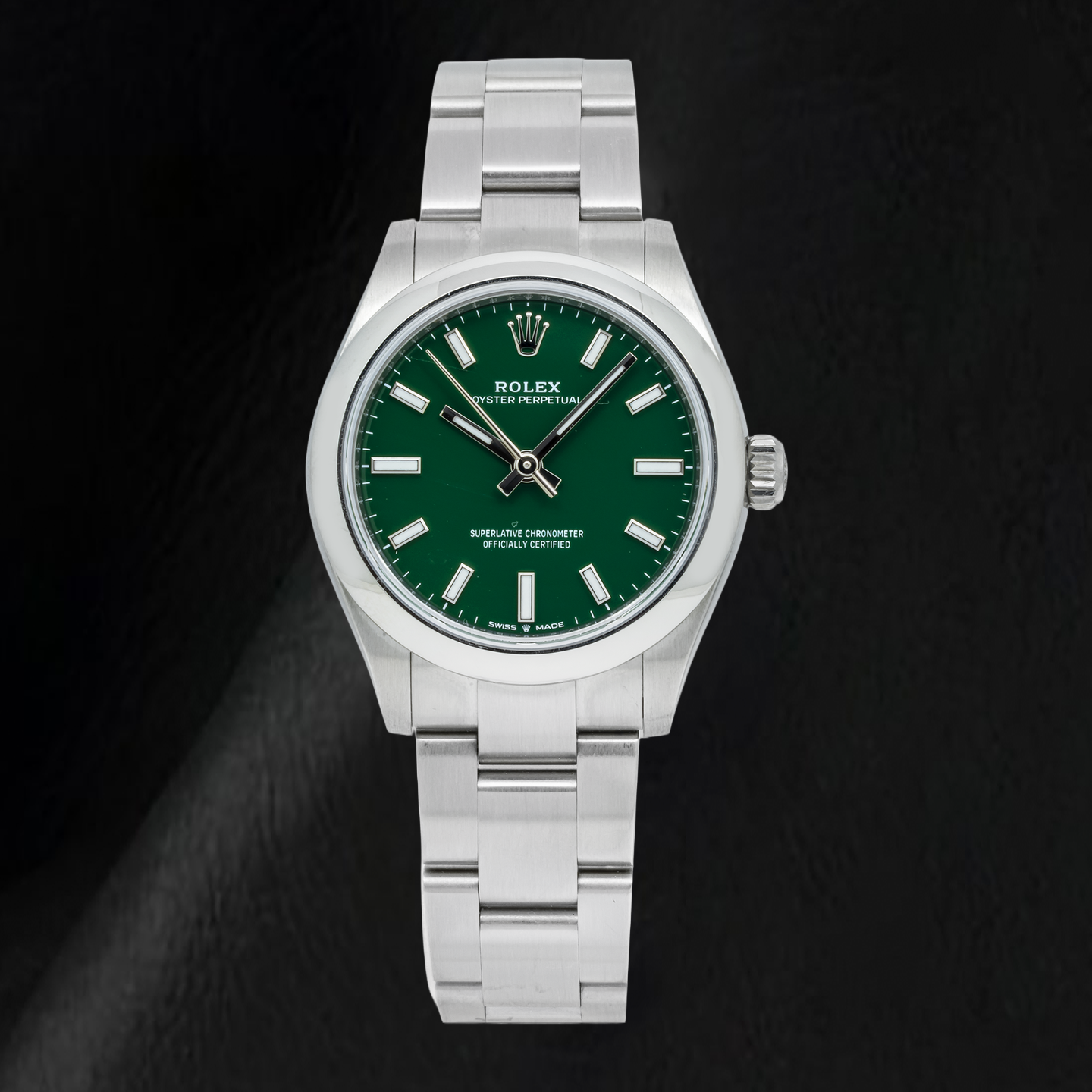 Orologio Rolex Oyster Perpetual 277200 31 mm Quadrante Verde Lunetta Liscia Acciaio Inossidabile