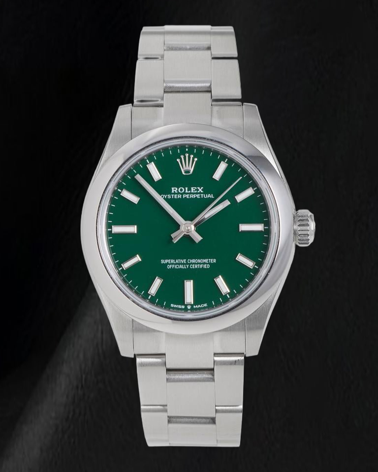 Orologio Rolex Oyster Perpetual 277200 31 mm Quadrante Verde Lunetta Liscia Acciaio Inossidabile