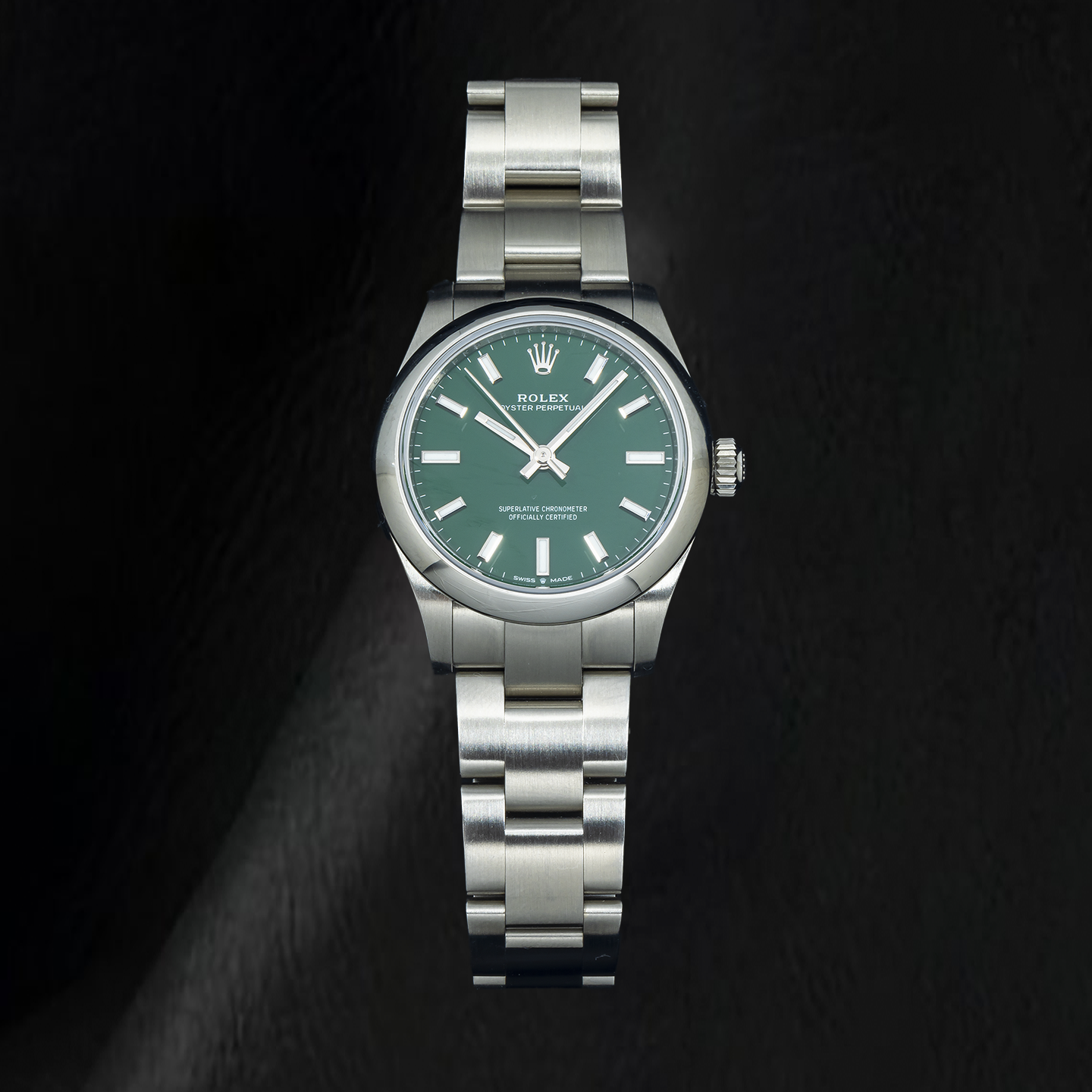 Orologio Rolex Oyster Perpetual 277200 31 mm Quadrante Verde Lunetta Liscia Acciaio Inossidabile