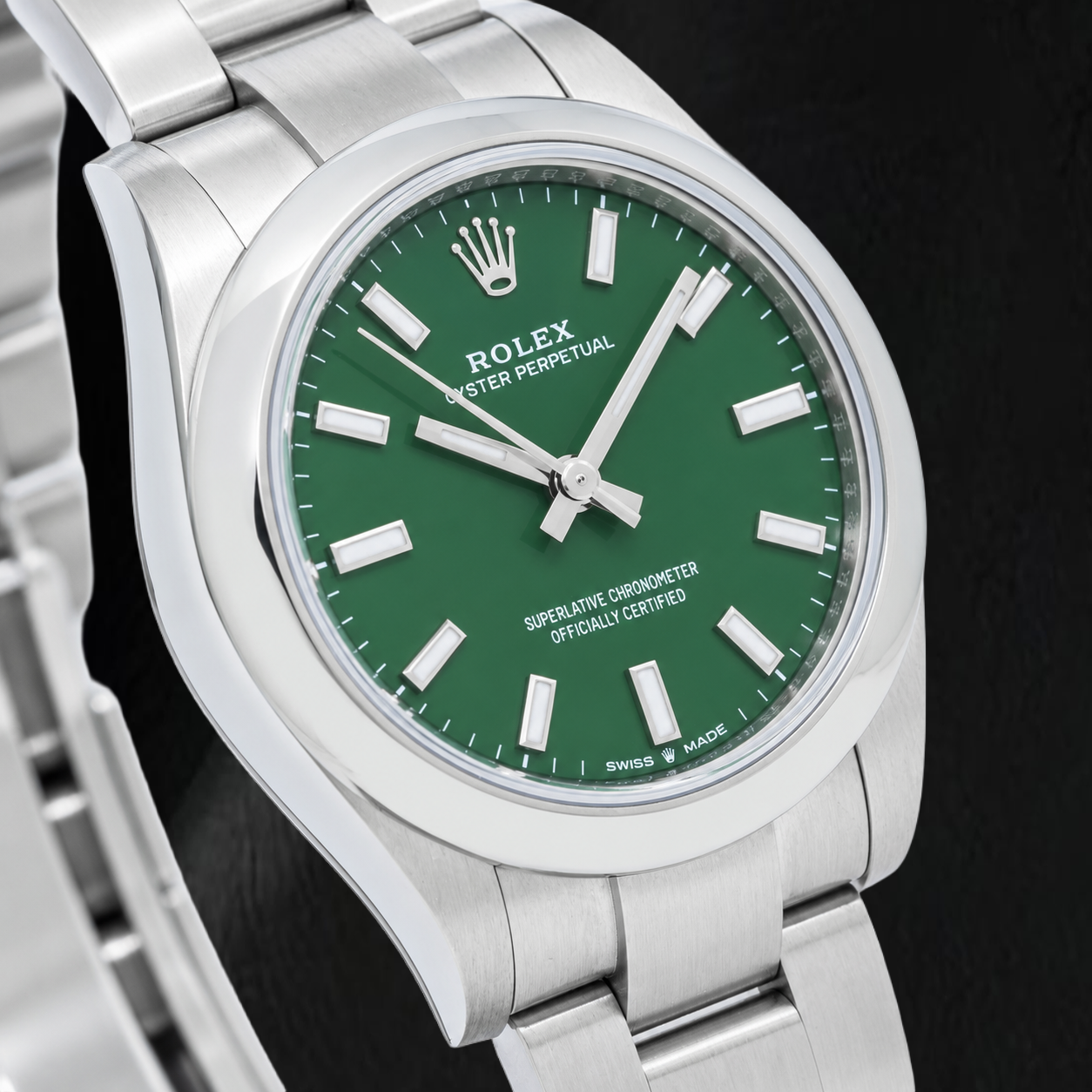 Orologio Rolex Oyster Perpetual 277200 31 mm Quadrante Verde Lunetta Liscia Acciaio Inossidabile