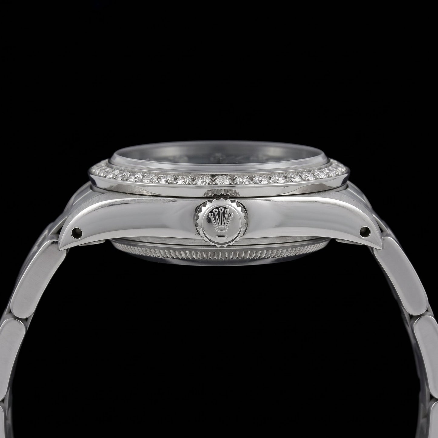 Rolex Oyster Perpetual 67480 31 mm Quadrante con Diamanti in Madreperla Blu Acciaio Inossidabile