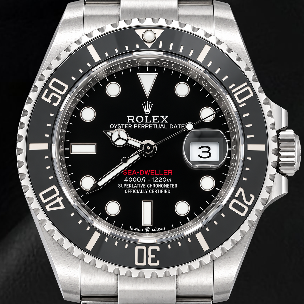 Rolex Sea-Dweller 126600 Orologio 43 mm in Acciaio Inossidabile con Quadrante Nero Luminescente