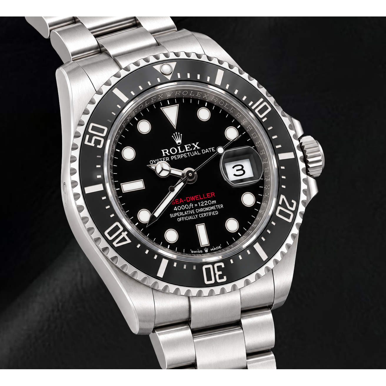 Rolex Sea-Dweller 126600 Orologio 43 mm in Acciaio Inossidabile con Quadrante Nero Luminescente