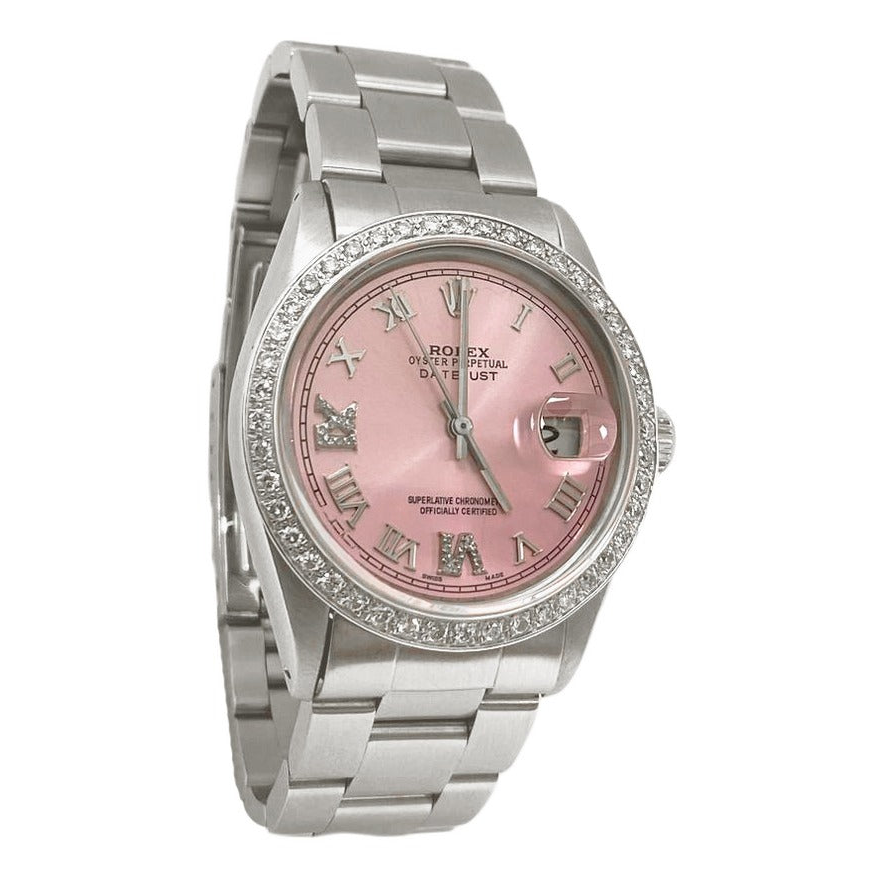 Rolex Set rapido rosa Romano Diamond ostrica Bracciale Uomini Guarda 36mm Set rapido