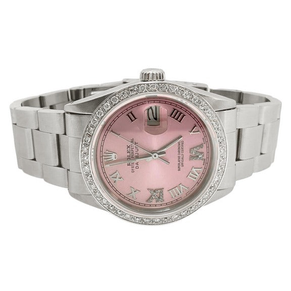 Rolex Set rapido rosa Romano Diamond ostrica Bracciale Uomini Guarda 36mm Set rapido