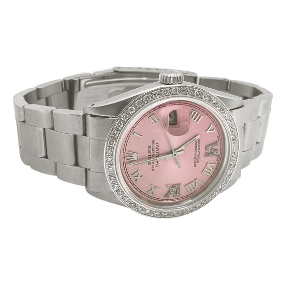 Rolex Set rapido rosa Romano Diamond ostrica Bracciale Uomini Guarda 36mm Set rapido