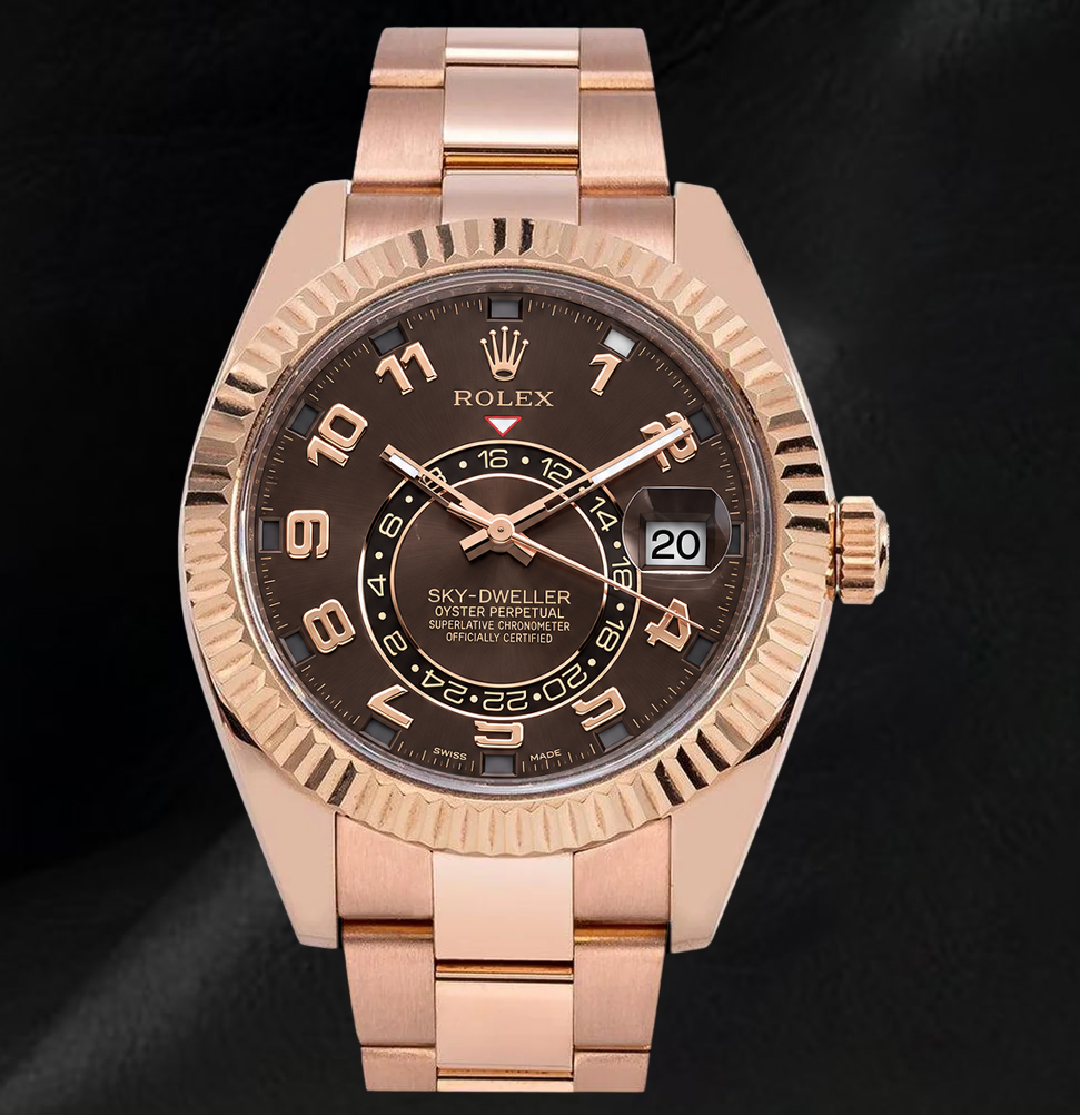 Orologio Rolex Sky-Dweller 326935 42 mm in Oro Rosa con Quadrante Cioccolato e Numeri Arabi