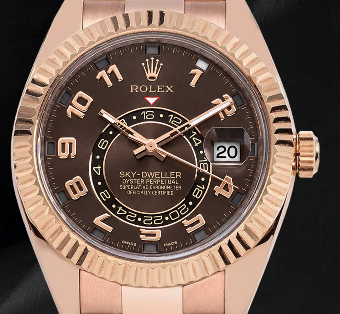 Orologio Rolex Sky-Dweller 326935 42 mm in Oro Rosa con Quadrante Cioccolato e Numeri Arabi