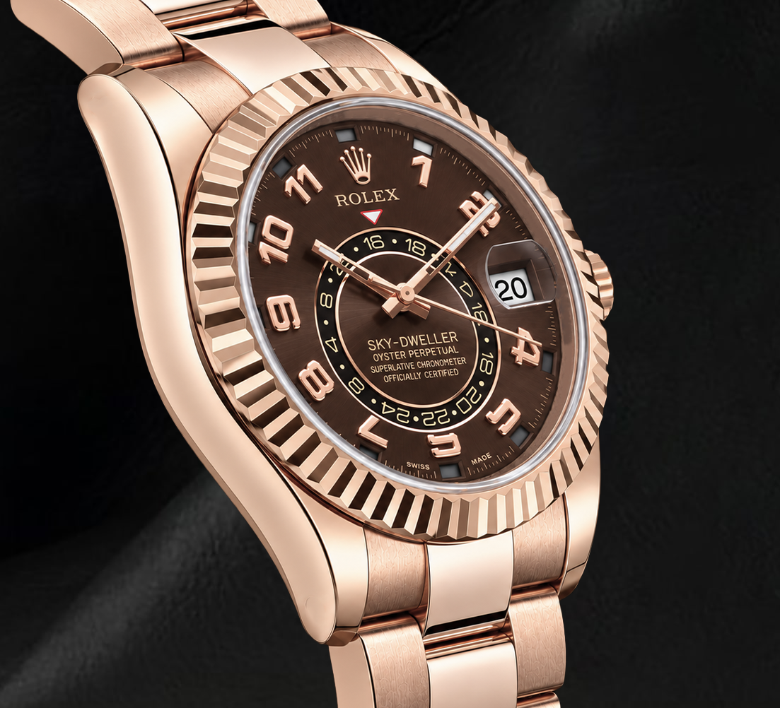 Orologio Rolex Sky-Dweller 326935 42 mm in Oro Rosa con Quadrante Cioccolato e Numeri Arabi