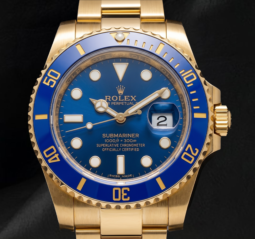 Rolex Submariner Date 40 mm 116618LB Orologio in Oro Giallo con Quadrante Blu