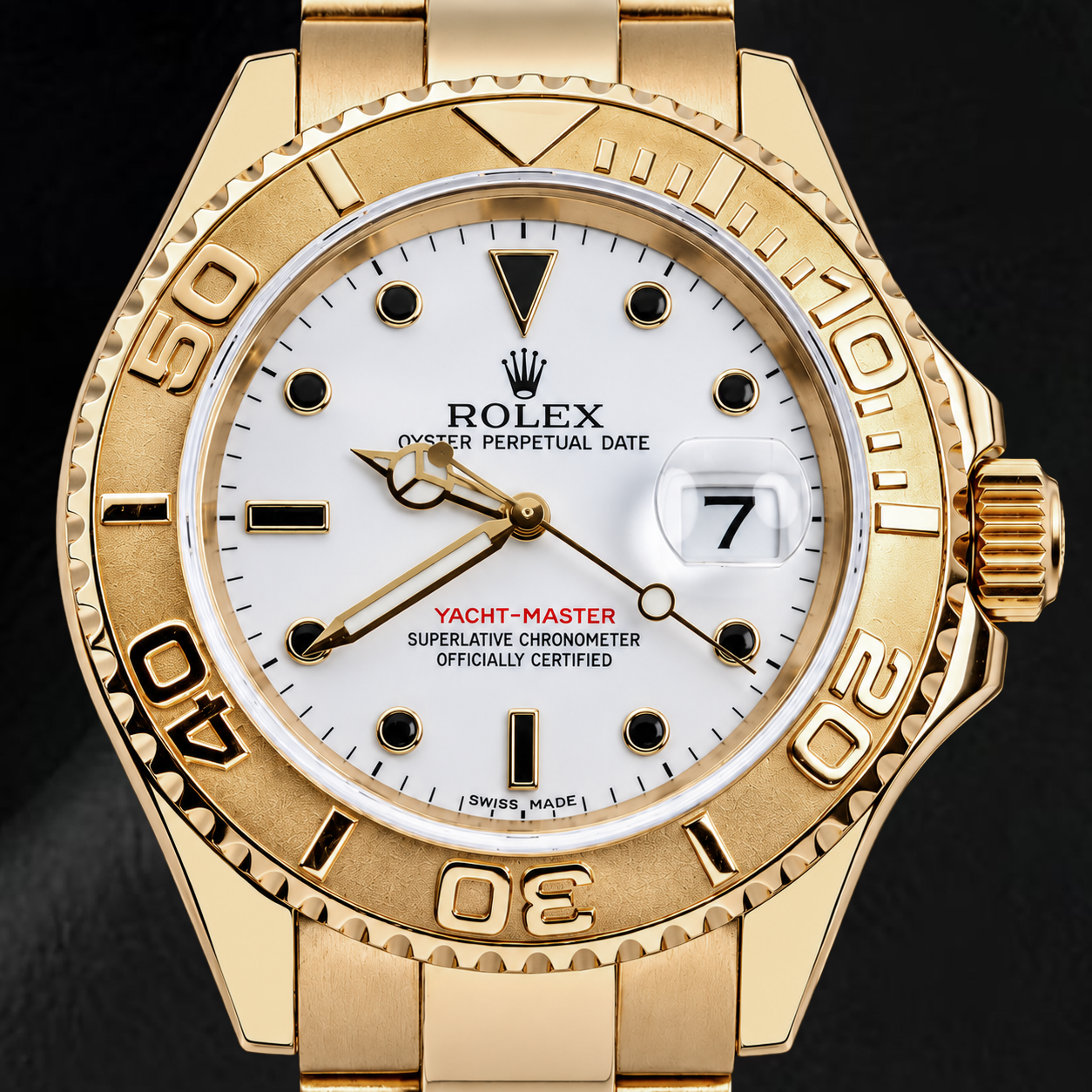 Rolex Yacht-Master 16628 40 mm Orologio in Oro Giallo con Quadrante Bianco