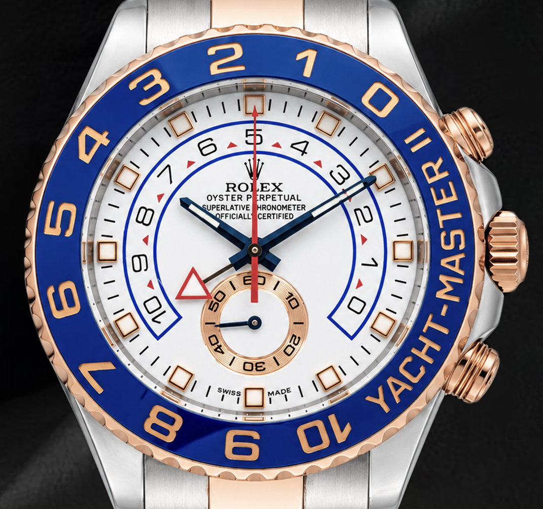 Rolex Yacht Master II 116681 44mm Quadrante Bianco Lunetta in Ceramica Blu Orologio Bicolore