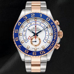 Rolex Yacht Master II 116681 44mm Quadrante Bianco Lunetta in Ceramica Blu Orologio Bicolore