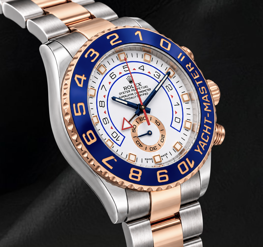 Rolex Yacht Master II 116681 44mm Quadrante Bianco Lunetta in Ceramica Blu Orologio Bicolore