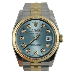 Rolex da uomo Datejust Rolex Bracciale giubileo in acciaio inossidabile blu e oro, impostazione rapida