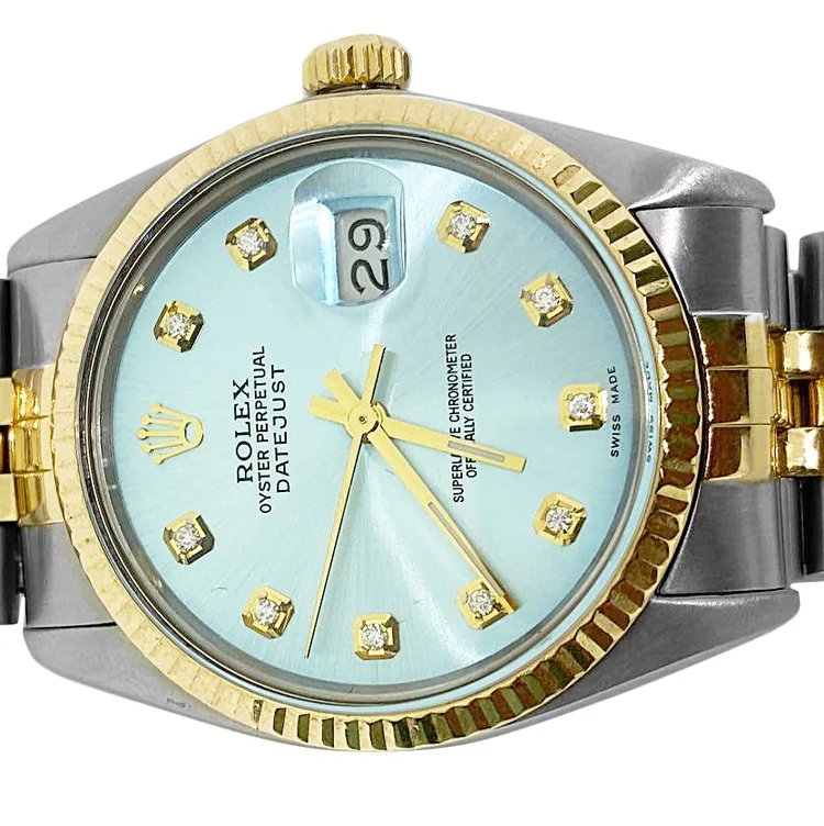 Rolex da uomo Datejust Rolex Bracciale giubileo in acciaio inossidabile blu e oro, impostazione rapida