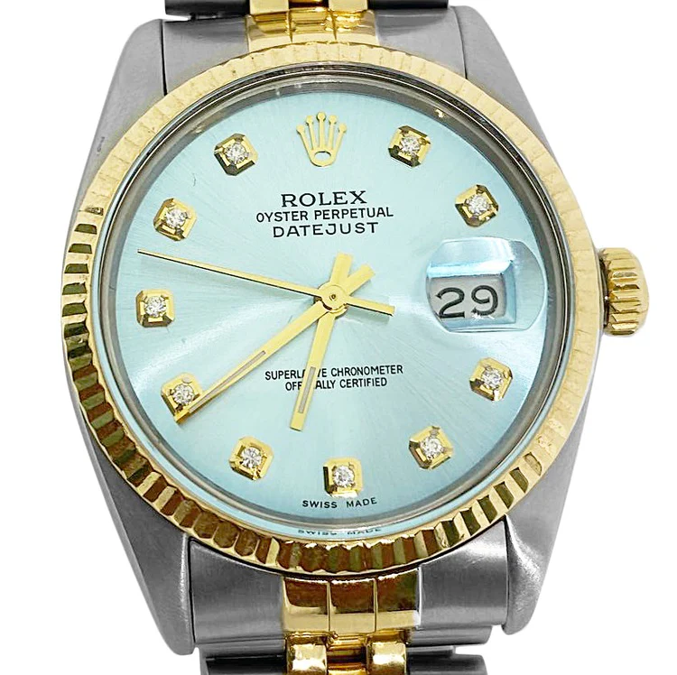 Rolex da uomo Datejust Rolex Bracciale giubileo in acciaio inossidabile blu e oro, impostazione rapida