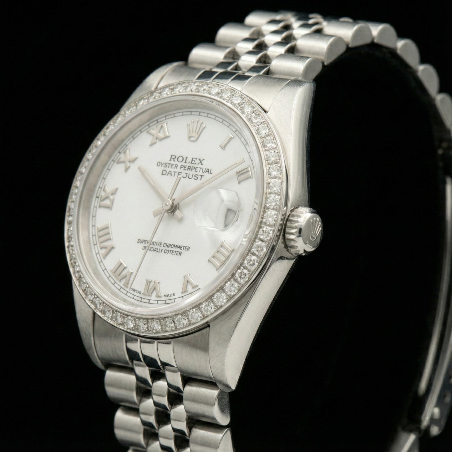 Rolex datejust madreperla bianco quadrante romano lunetta con diamanti bracciale giubileo in acciaio inossidabile impostazione rapida