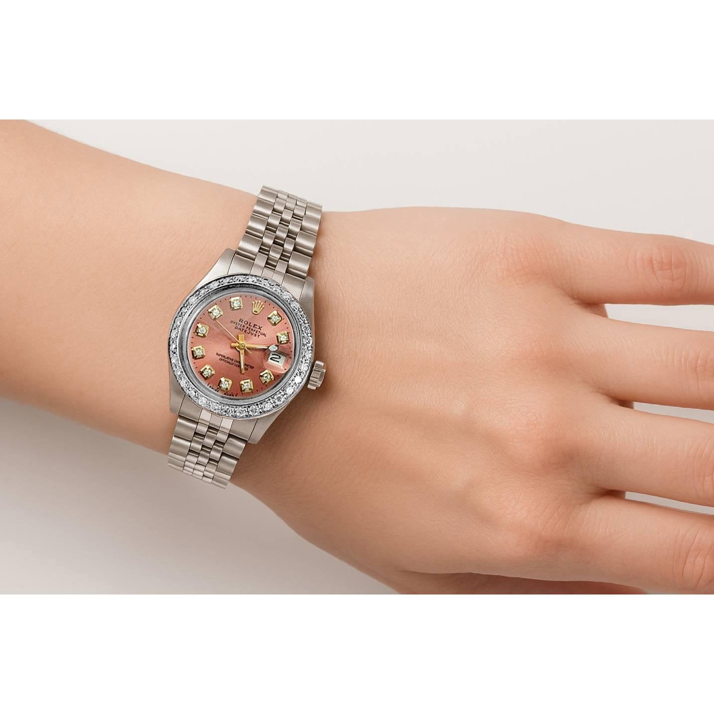 Rolex diamante quadrante lunetta giubileo acciaio inossidabile bracciale Datejust orologio da donna P1
