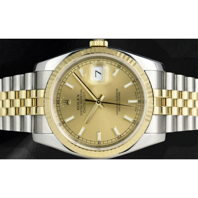 Rolex quadrante a bastoncino Datejust Orologio da uomo acciaio inossidabile e bracciale giubileo in oro IMPOSTAZIONE RAPIDA