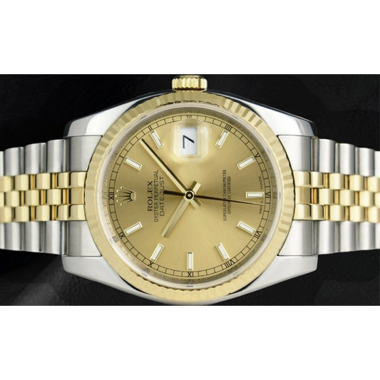 Rolex quadrante a bastoncino Datejust Orologio da uomo acciaio inossidabile e bracciale giubileo in oro IMPOSTAZIONE RAPIDA